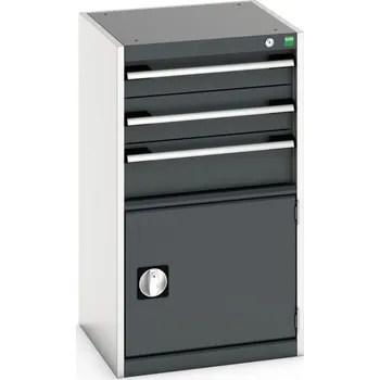 Skříňka Bott Cubio - 3 zásuvky, 1 dveře, 900 mm výška Šířka [mm]: 525, Hloubka [mm]: 525