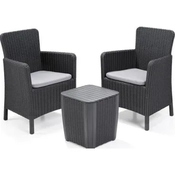Zahradní nábytek Keter TRENTON BALCONY set - grafit + šedé podušky