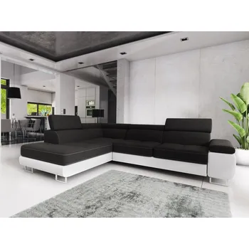 Sedací souprava Rohová sedačka LAING L, levá, černá/bílá + vyzvednutí ZDARMA