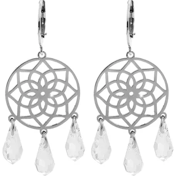 Módní doplněk JSB bijoux s.r.o. Ocelové náušnice klapky prořezávaný květ života s dropsy Swarovski Crystal