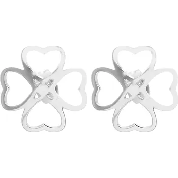 Náušnice JSB bijoux s.r.o. Ocelové náušnice puzety prořezávaný čtyřlístekbez krystalů