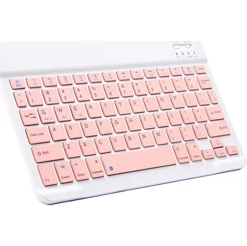 Klávesnice POČÍTÁRNA Bezdrátová klávesnice pro iMac, PC, notebooky, tablety, telefony - bílo-růžová