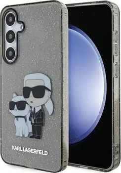 Pouzdro na mobilní telefon Karl Lagerfeld Hardcase Glitter Karl & Choupette pro Samsung Galaxy S24 Plus černé