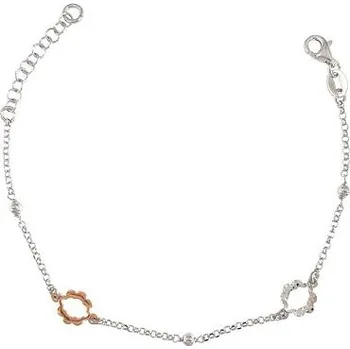 Náramek Stříbrný náramek s kytkami délka náramku 17+3cm