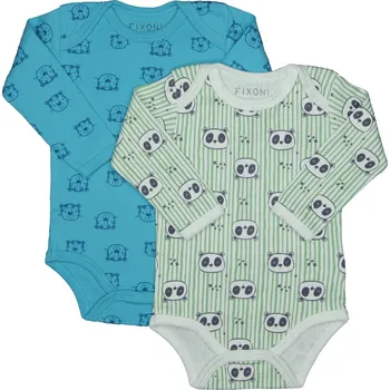 Kojenecký body BODY FIXONI KOJENECKÉ 2 KS, SE ZVÍŘÁTKY, MODRÉ, ZELENÉ Velikost: 56