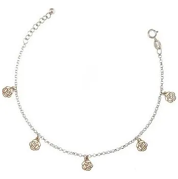 Náramek Stříbrný náramek s růžičkami délka náramku 17+2cm