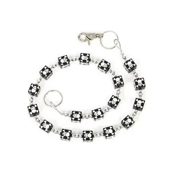 Dámské kalhoty Řetěz na kalhoty s kostkami s bílými lebkami