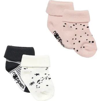 PONOŽKY NOPPIES EVA DOT, RŮŽOVÉ, BÍLÉ 4 PÁRY Velikost: 6-12 MĚSÍCŮ