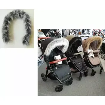 Univerzální kožešinový límec na kočár šedý