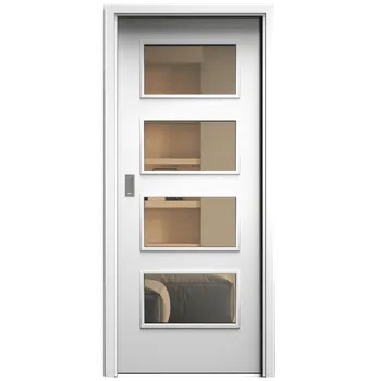 Interiérové dveře SAPELI SWING KOMFORT M49 - CPL LAMINÁT - POSUVNÉ DVEŘE VČ. ZÁRUBNĚ - Bílá hladká Průchozí šířka (cm): 80, Průchozí výška (cm): 197, Typ skla: Planibel bronz