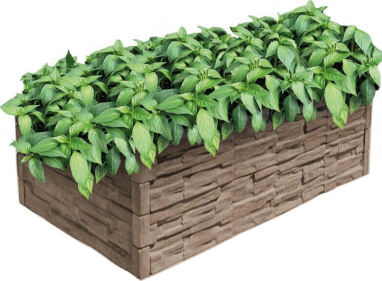 Vyvýšený betonový záhon hnědý Rozměr záhonu: 100x100cm | výška 25cm