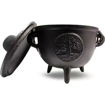 Větší litinový kotlík se stromem života - 15x13 cm