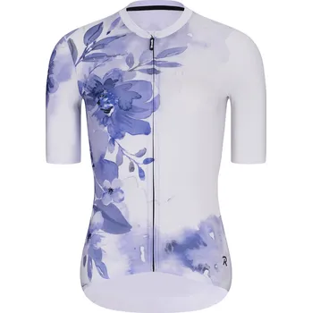 cyklistický dres RIVANELLE Cyklistický dres s krátkým rukávem - FLOWERY LADY - bílá/fialová/modrá XS