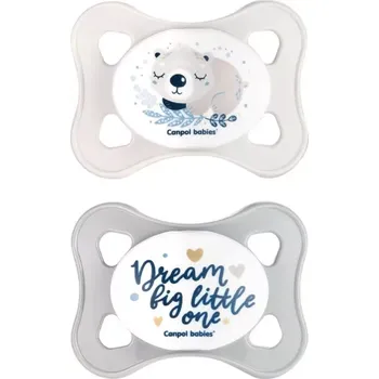 Canpol babies Set symetrických silikonových MINI dudlíků 0-2m SLEEPY KOALA šedý (23910)
