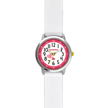 Hodinky CLOCKODILE Růžovo bílé dívčí dětské hodinky se srdíčky a silikonovým řemínkem CWG5170 (CLOCKODILE Růžovo bílé dívčí dětské hodinky se srdíčky a silikonovým řemínkem CWG5170)