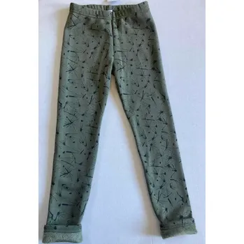 Topo dívčí zateplené legíny khaki zelené s potiskem velikost 158