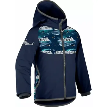 Dětská softshellová bunda Unuo s fleecem Basic Tm.modročerná Tučňáci velikost 92/98
