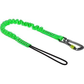 Upínací popruh Pružný závěsný popruh NLG Lanyard s jednou karabinou – nylon, zelená