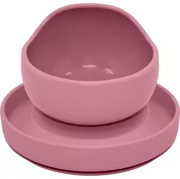 Jídelní set PETITE&MARS Set jídelní silikonový TAKE&MATCH 2 ks talíř + miska Dusty Rose (VP-F171135)