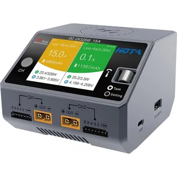 Chytrý duální nabíječ HOTA D6 Pro Dual Smart Charger AC/DC 2 x 325W 15A colour LCD