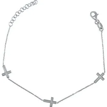 Náramek Stříbrný náramek s křížky délka náramku 17+3cm