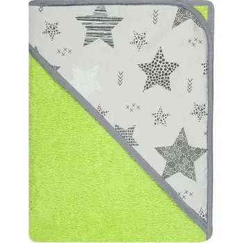 Dětská osuška s kapucí - termofrote 100x100cm Zelená hvězdy