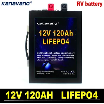 Záložní baterie Akumulátor Kanavano 12V 120Ah LiFePo4 baterie 12.8V s bms + nabíječka pro solární a použití na lodi