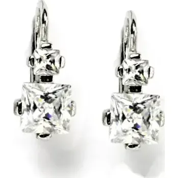 Náušnice Stříbrné náušnice čtverce čiré zirkony - NK1249 (Stříbrné náušnice se zirkony)