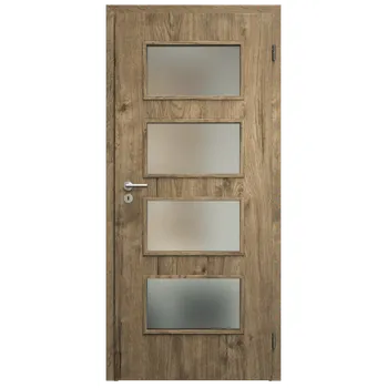 Interiérové dveře SAPELI SWING KOMFORT M49 - CPL LAMINÁT - OTOČNÉ DVEŘE VČ. ZÁRUBNĚ - Dub Sherwood Průchozí šířka (cm): 80, Průchozí výška (cm): 197, Typ skla: Satináto bílé