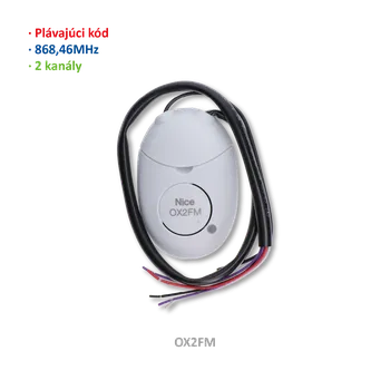 Dálkový ovladač vrat NICE Přijímač univerzální, 2 kanálový, plovoucí kód, 868,46MHz