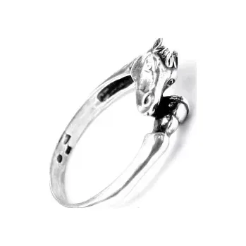 Prsten Stříbrný prsten kůň a kopyto - T71 (Stříbrný prsten koňská hlava a kopyto)