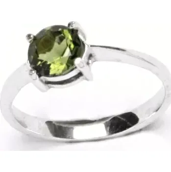 Prsten Stříbrný prsten přírodní vltavín - T1250 (Stříbrný prsten s vltavínem 6 mm )
