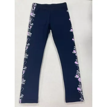 Dívčí legíny Dívčí zateplené legíny Topo in Fashion tmavě modré květiny po stranách