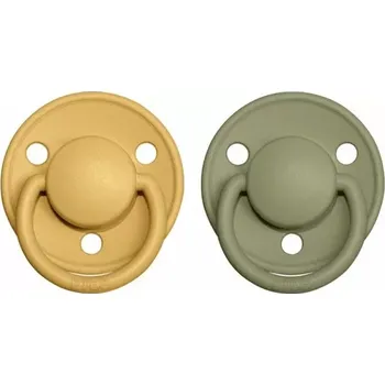 BIBS De Lux dudlíky z přírodního kaučuku 2ks velikost 2 (6-18měsíců) Honey Bee/Olive