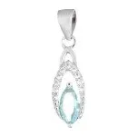 Přívěsek stříbrný rhodiovaný Ovál špičatý rhodiovaný se zirkony ze soupravy