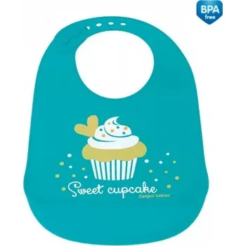dětská jídelní sada Silikonový bryndák s kapsou Cupcake Canpol babies tyrkys