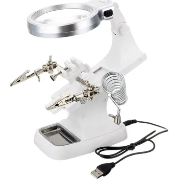 Lupa 3x 4.5x nastavitelný krokodýlí upínací kleště lupa pomocná ruka LED zvětšovací páječka stojan objektivu zvětšovací svorka upínací nástroj