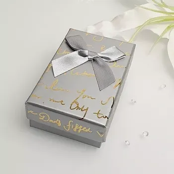 Dárková krabička Dárková krabička obdélník - nápisy stříbrná