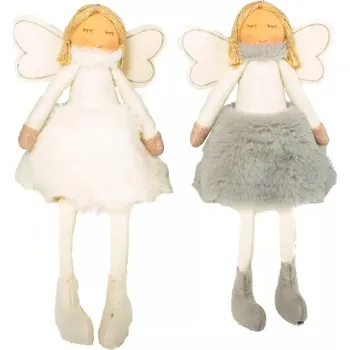Vánoční dekorace Home decor Látkový anděl velký 14 × 8 × 24 cm 2 ks