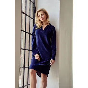 Dámská halenka Modrá velurová tunika s dlouhým rukávem LAUREN od Taro, tmavě modrá M i170_3028-M-01 A/W 23-24