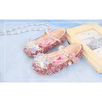 Dětská sálová obuv Frozen (Ledové království) Dívčí balerínky královny Elsy z oblíbené animované pohádky "Frozen" Barva: Růžová, Velikost EUR: 35