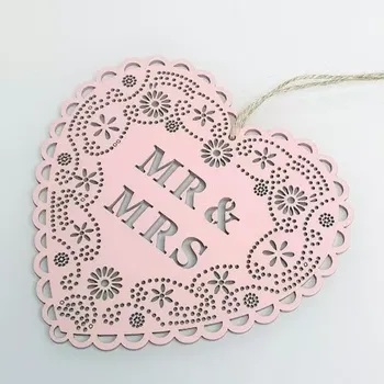 Svatební dekorace Dřevěná dekorace na svatbu - srdce růžová