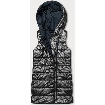 Dámská vesta Stylová dámská péřová vesta s kapucí v šedé barvě, odstíny šedé XL (42) i392_22776-53