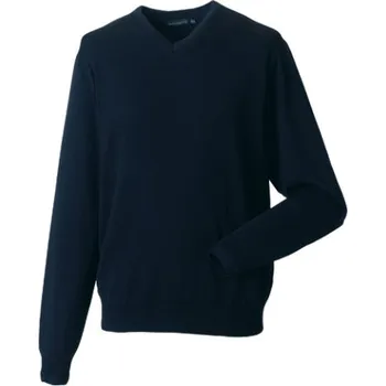 Pánský svetr Russell Pánský pletený svetr s výstřihem do V R-710M-0 French Navy 3XL