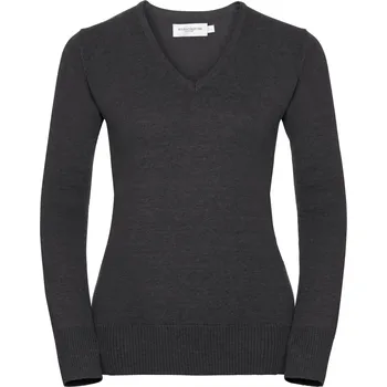 Dámský svetr Russell Dámský pletený svetr s výstřihem do V R-710F-0 Charcoal Marl 4XL
