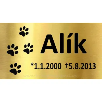 Smuteční dekorace Rytá cedulka na urnu Alík zlatá