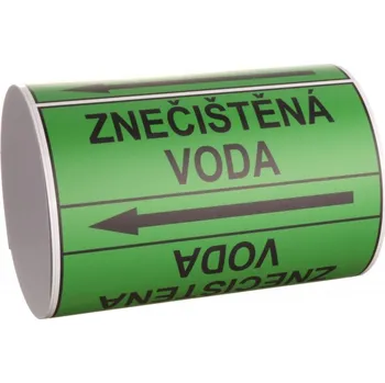 Páska na značení potrubí Signus M25 - ZNEČIŠTĚNÁ VODA Samolepka 100 x 77 mm, délka 1,5 m, Kód: 25927