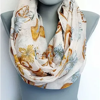 Šátek Dámská šála tunel se vzorem "paisley" - hnědá