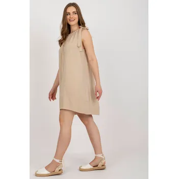 Dámské šaty Och Bella Viskózové šaty na léto béžové Velikost: M