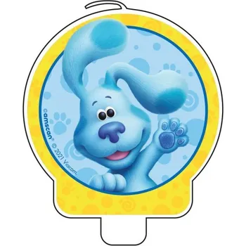 Party dekorace Dortová svíčka - Stopy Blue - Modříkovy hádanky 10 cm